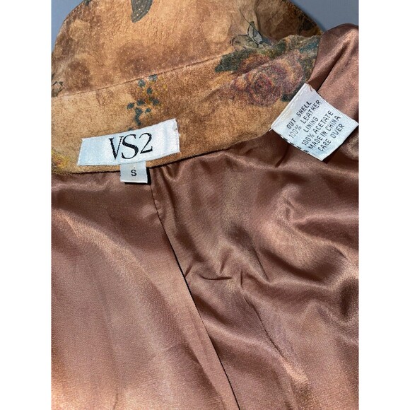 VS2 Women’s Genuine Suede Floral Jacket size S Snap Front Stand Collar Shacket - Picture 9 of 12